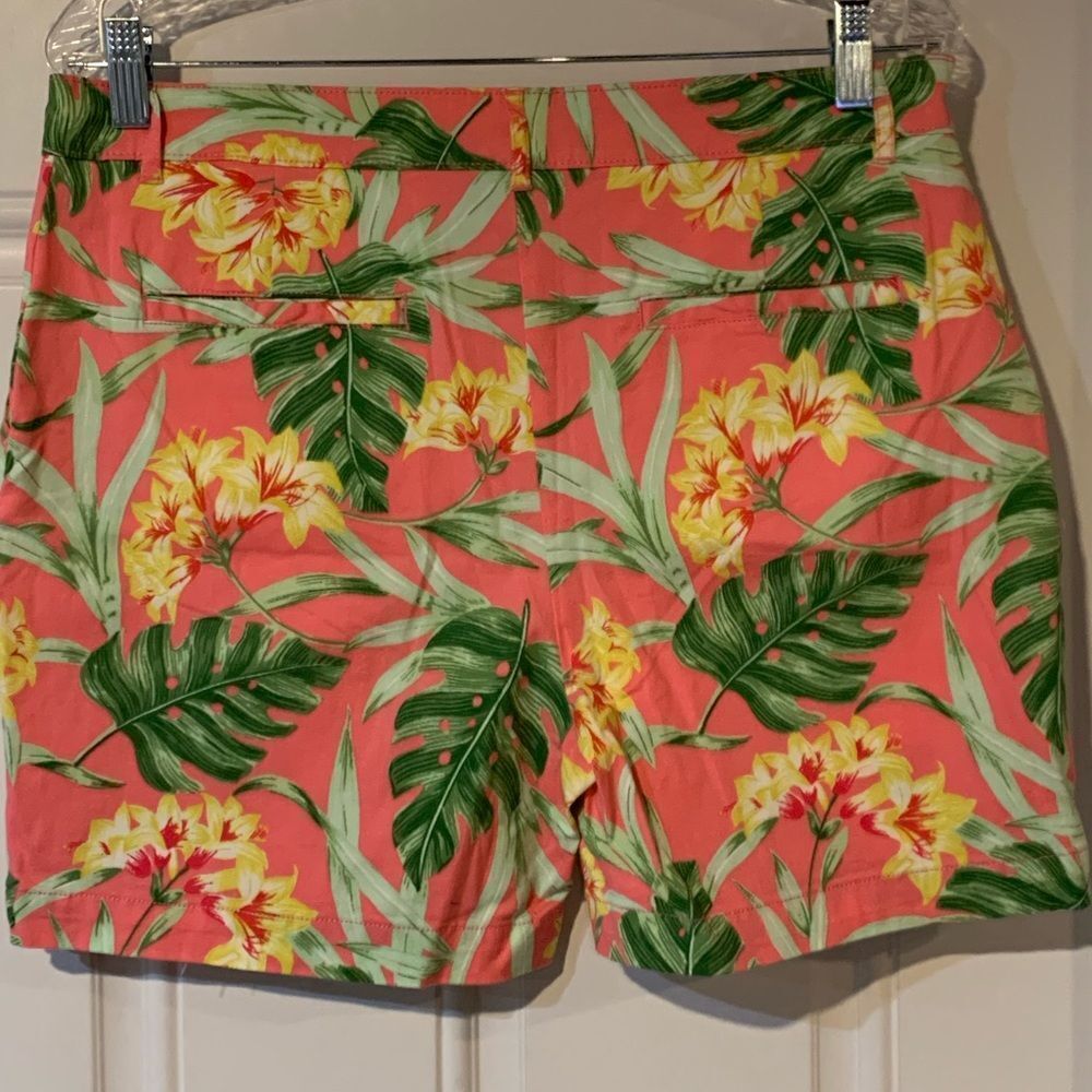 Caribbean Joe Women's Tropical Print Shorts - Coral and Green - Picture 8 of 11